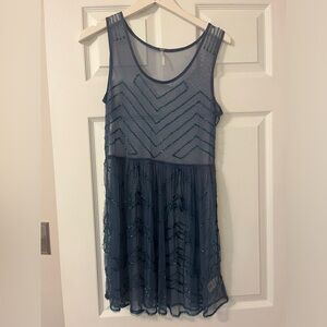 Free People beaded overlay slip dress, size S